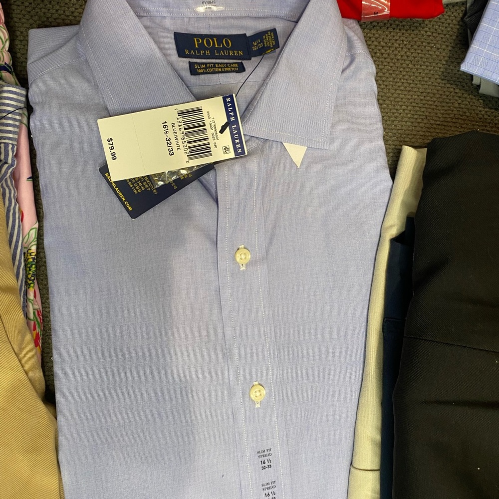 Polo Ralph Lauren blue button up shirt 16 1/2 new